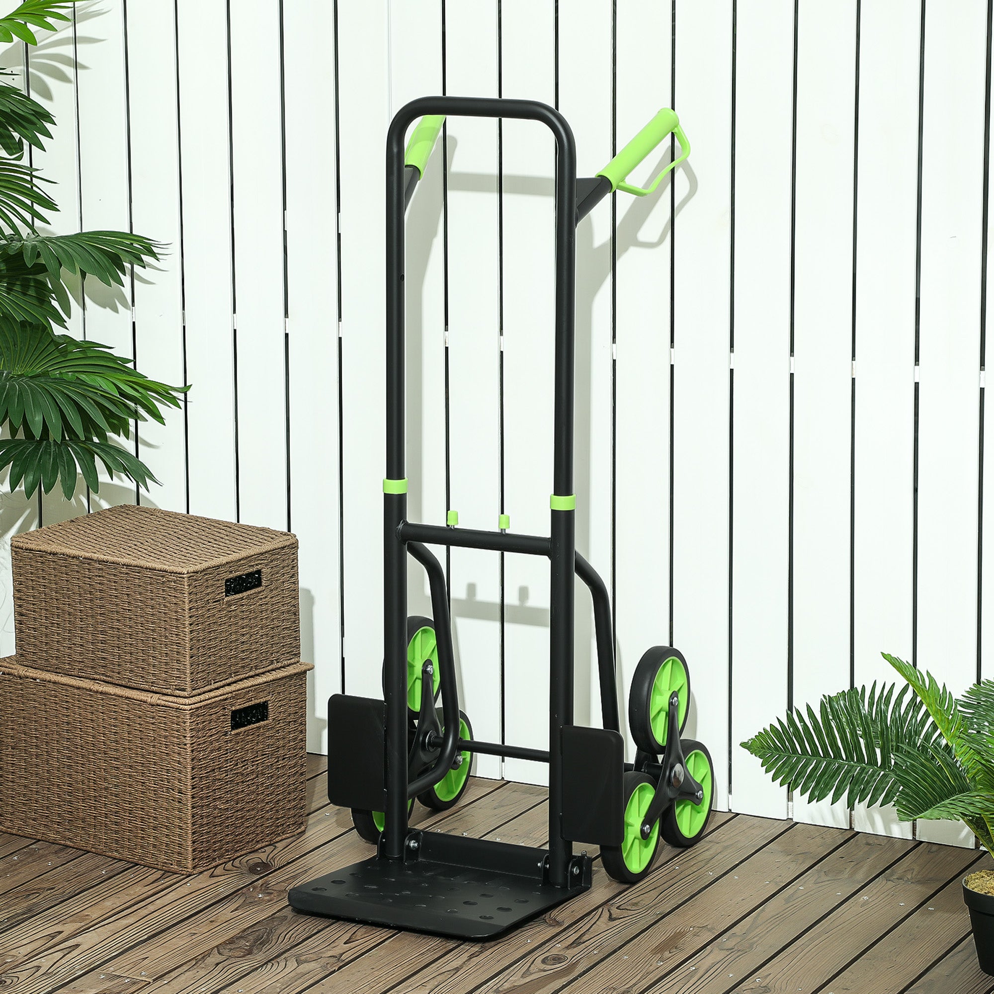 DURHAND Six-Wheel Folding  Sack Barrow Trolley - Black/Green