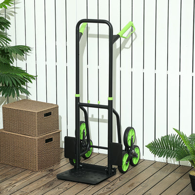 DURHAND Six-Wheel Folding  Sack Barrow Trolley - Black/Green 