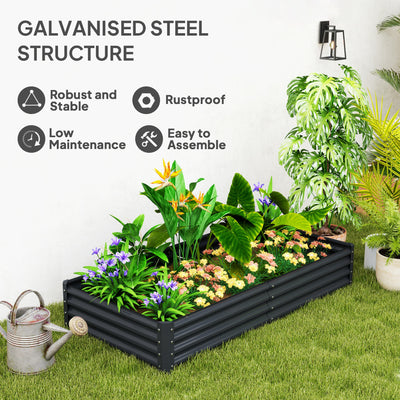 Outsunny 180 x 90cm Galvanised Steel Open Planter - 84H-211V00CG 