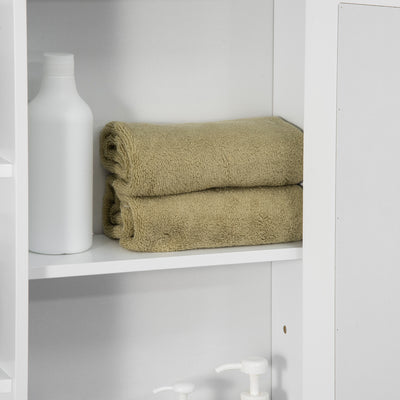 HOMCOM Wall Mounted Bathroom Cabinet with Mirror Single Door Storage Organizer 2-tier Inner Shelves White 