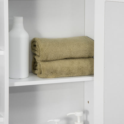 HOMCOM Wall Mounted Bathroom Cabinet with Mirror Single Door Storage Organizer 2-tier Inner Shelves White 