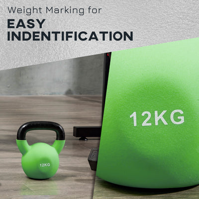 HOMCOM Soft Kettlebell, 12kg Kettle Bell with Non-Slip Handle for Home Gym Weight Lifting and Strength Training, Green 