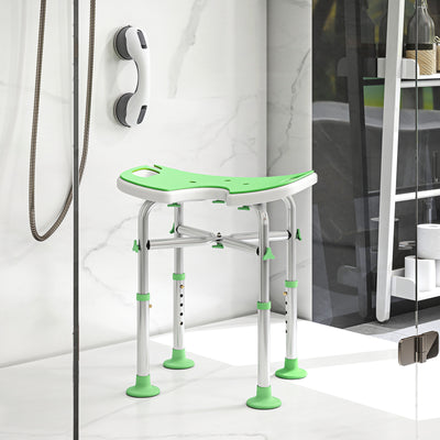 HOMCOM 39-51.5cm 'U' Seat Padded Shower Stool - Green 