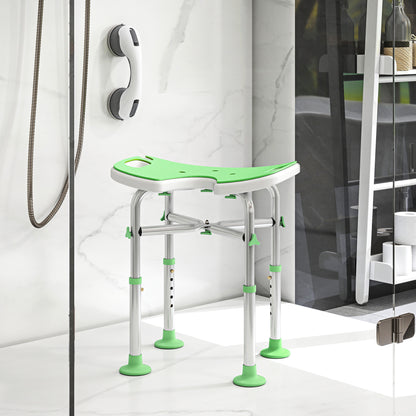 HOMCOM 39-51.5cm 'U' Seat Padded Shower Stool - Green