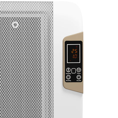 HOMCOM Mica Electric Space Heater, Portable Heater for Home with 2 Heat Settings, Living Room, Study, Garage, Adjustable Temperature 18-30\'c2\'b0C, 1000W/2000W, White 