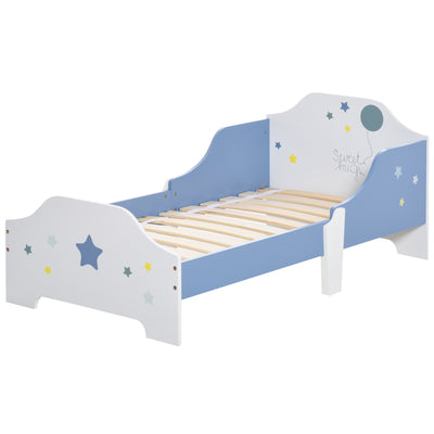 HOMCOM Toddler Bed Frame, Kids Bedroom Furniture for Boys Girls with Safe Guardrails, Low Junior Blue 