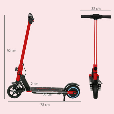 SPORTNOW Folding Electric Scooter for Kids Age 6-14 with Dual Brakes, Front Suspension, LED Colourful Lights and Display, 6.8kg Lightweight Aluminium E Scooter, Up to 14 KM/H & 6 KM, Red 