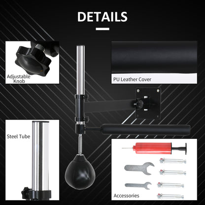 HOMCOM Wall Mount Height Adjustable Speed Bag Boxing, Height Adjustable Punching Bag, Training Kit