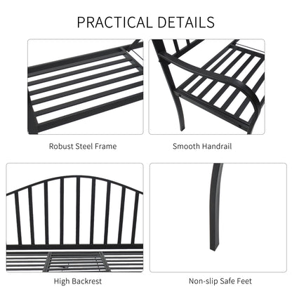 Outsunny Metal Bench W/Table,  150Lx53Wx95H cm 