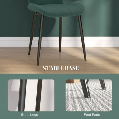 HOMCOM Set of Four Flannel Relaxed Tub Dining Chairs - Green 