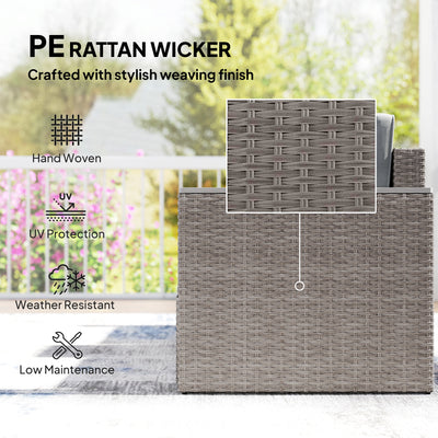 Outsunny 5 Piece Rattan Garden Furniture Set with Storage Table, Footstools, Cushions, Dark Grey 