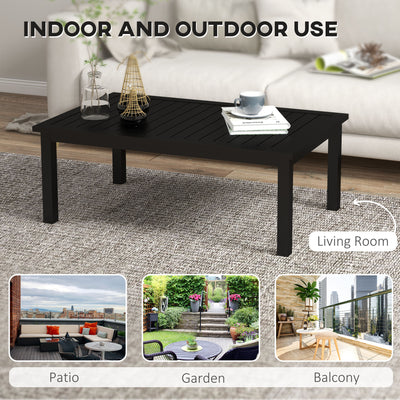 Outsunny 100cm x 60cm Aluminium Outdoor Coffee Table - Black 