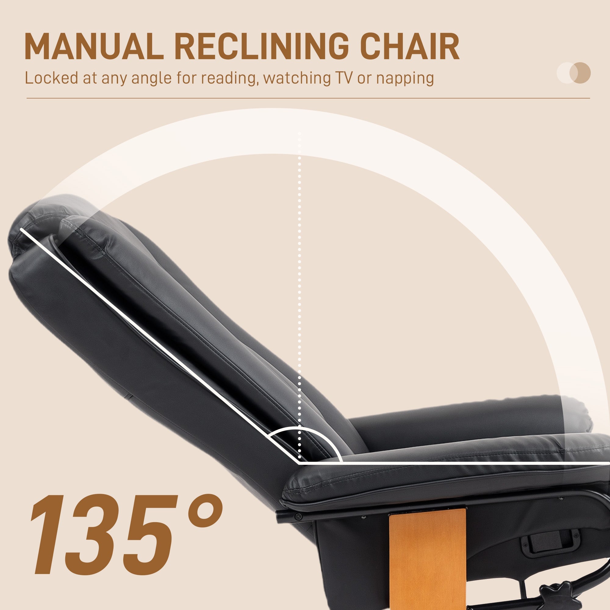 HOMCOM Faux Leather Recliner Chair - Black 