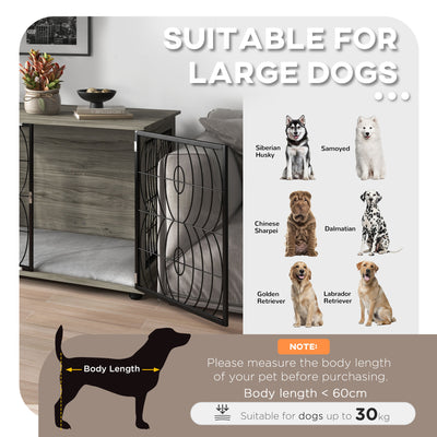 PawHut Dog Crate Furniture End Table w/ Plush Washable Cushion, Lockable Door, for Large Dogs 