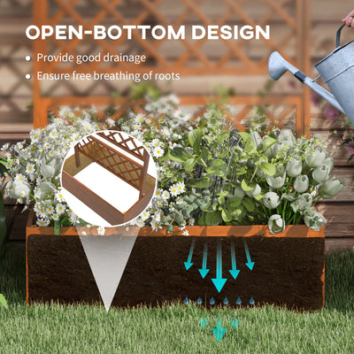 Outsunny Wooden Trellis Planter Box, Raised Garden Bed to Grow Vegetables, Herbs and Flowers, Orange 