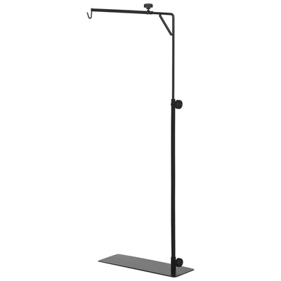 PawHut 86-129Hcm Adjustable Height and Length Reptile Lamp Stand Holder with Hook Hanging, Base - Black 