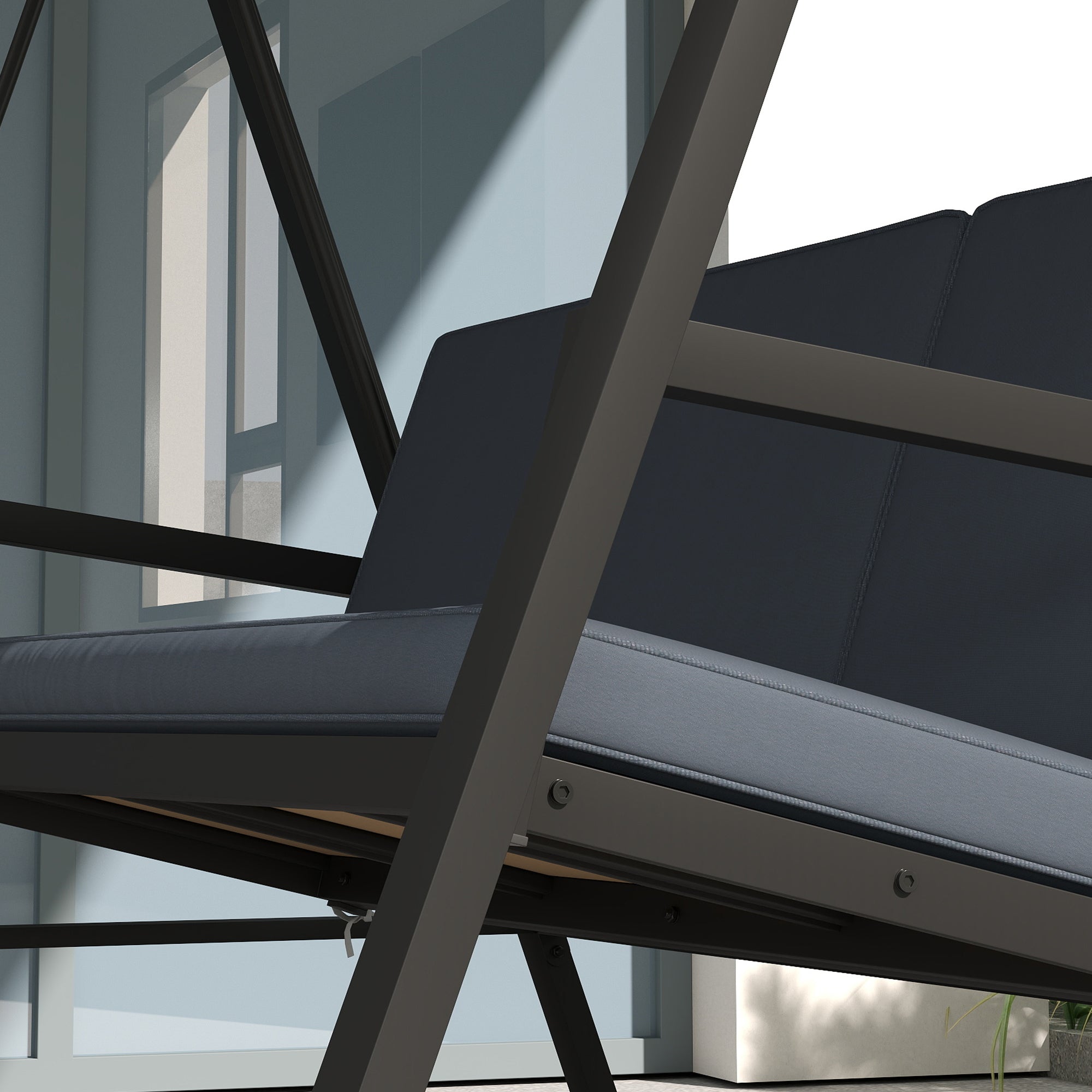 Outsunny Three-Seat Garden Swing Chair, with Adjustable Canopy - Dark Grey 