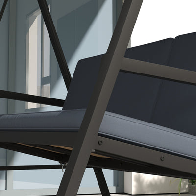 Outsunny Three-Seat Garden Swing Chair, with Adjustable Canopy - Dark Grey 
