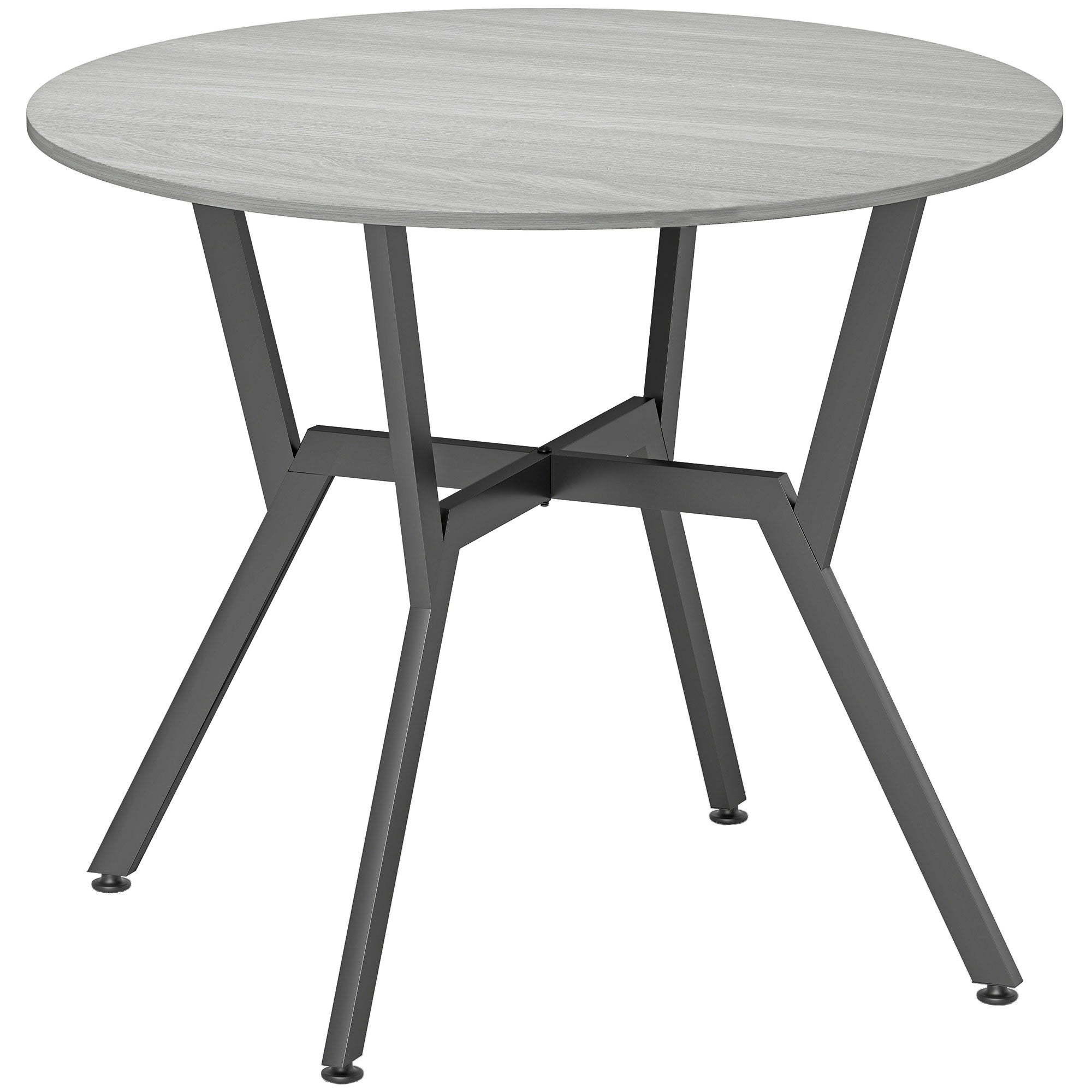 HOMCOM Dining Table, Round Kitchen Table with Black Legs, Anti-slip Foot Pads for Living Room, Dining Room 90 x 76 cm, Grey 