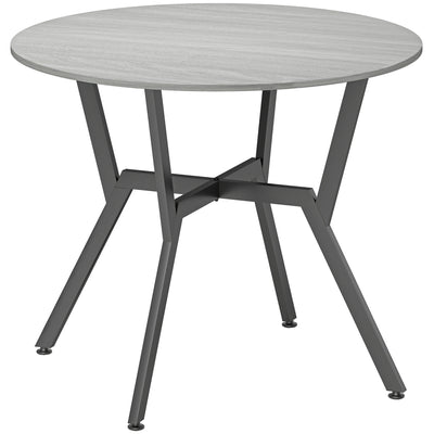 HOMCOM Dining Table, Round Kitchen Table with Black Legs, Anti-slip Foot Pads for Living Room, Dining Room 90 x 76 cm, Grey 