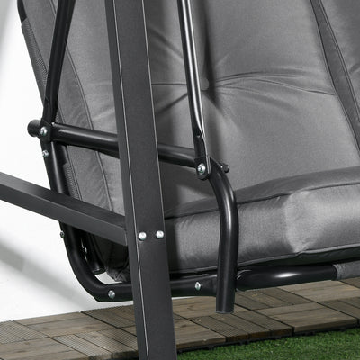 Outsunny Two-Seater Garden Swing Bench, with Adjustable Canopy - Dark Grey 