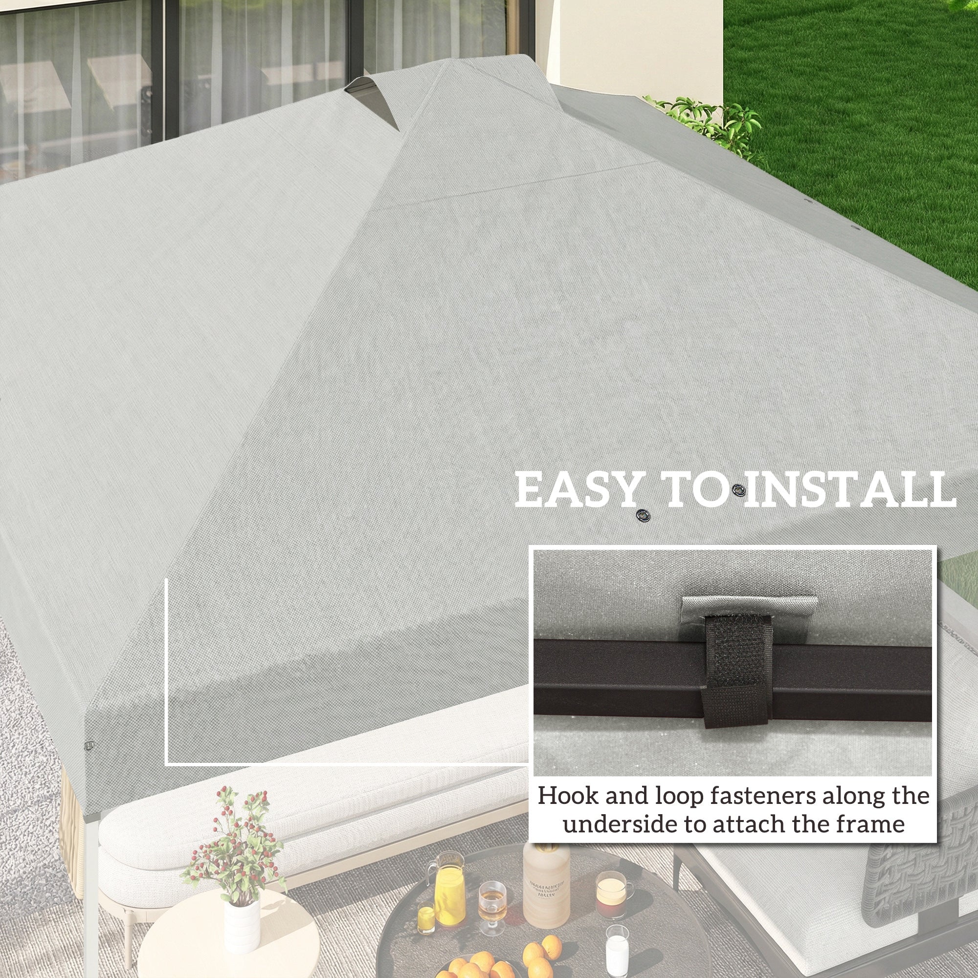 Outsunny Gazebo Roof Replacement UV50+ Waterproof Pop Up Canopy Cover with 8 Drainage Holes 3 x 3 m White 