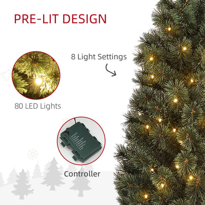 HOMCOM 4ft Artificial Christmas Tree with 80 Warm White LED Lights, 8 Modes and Remote, Realistic Xmas Tree with Square Stand for Party Decoration, Green 