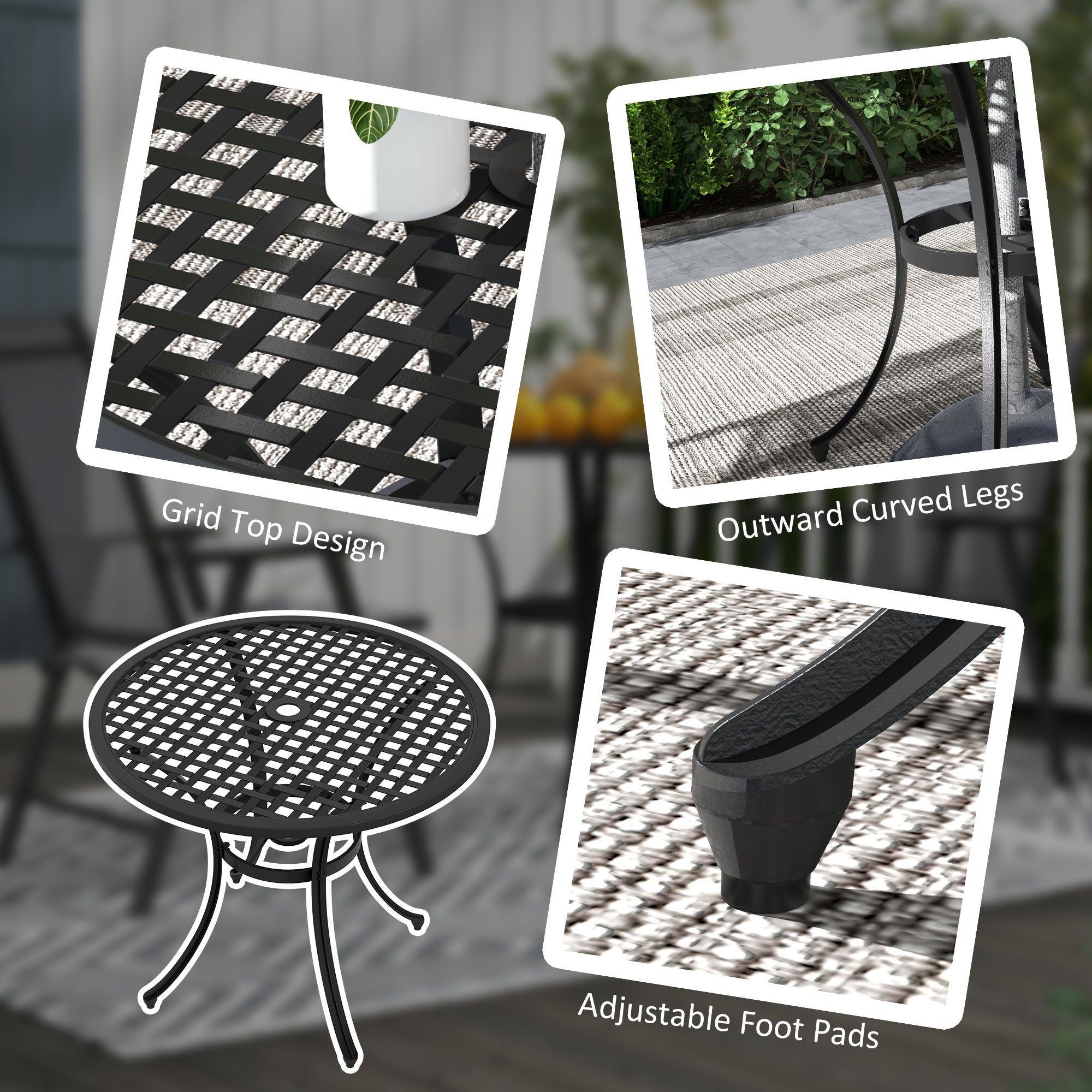 Outsunny Round Aluminium Table, with \'e2\'8c\'8050mm Parasol Hole