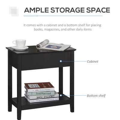 HOMCOM End Table, Narrow Side Table with Flip Top , Shelf, Dark Coffee 