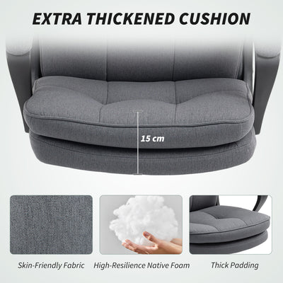 HOMCOM Double Padded Linen-Look Office Chair - Charcoal Grey 