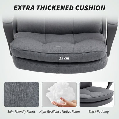 HOMCOM Double Padded Linen-Look Office Chair - Charcoal Grey