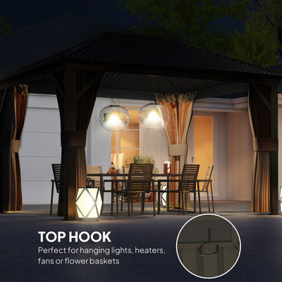 Outsunny 3.6 x 3(m) Aluminium Frame Hardtop Gazebo, with Accessories 