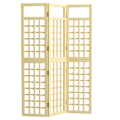 Outsunny 3-Panel Garden Privacy Screen, Freestanding Foldable Wooden Outdoor Divider/Trellis, Decorative Privacy Screen for Garden Patio Pool, 120 x 170 cm, Natural Wood Finish