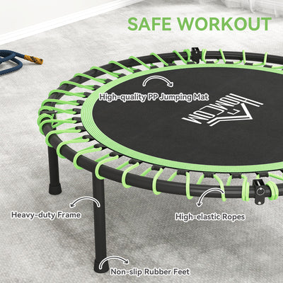 HOMCOM Mini Round Steel Frame Trampoline w/ Adjustable Handle, Green 