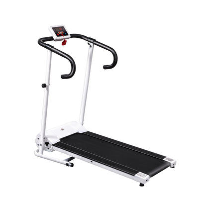 HOMCOM 1.25HP Motorised Electric Treadmill, 10km/h Folding Running Machine, Gym Fitness Exercise with LCD Monitor, White 