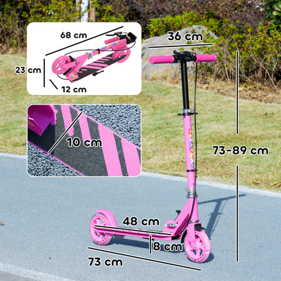 AIYAPLAY Scooter for Kids Ages 3-8 with Adjustable Handle, 2 Light up Wheels, Handbrake & Rear Brake for Girls and Boys, Pink 