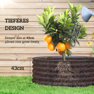 Outsunny Galvanised Raised Garden Bed with Safety Edging, Outdoor Raised Planter Box with Gloves, 120 x 120 x 43cm, Dark Grey 