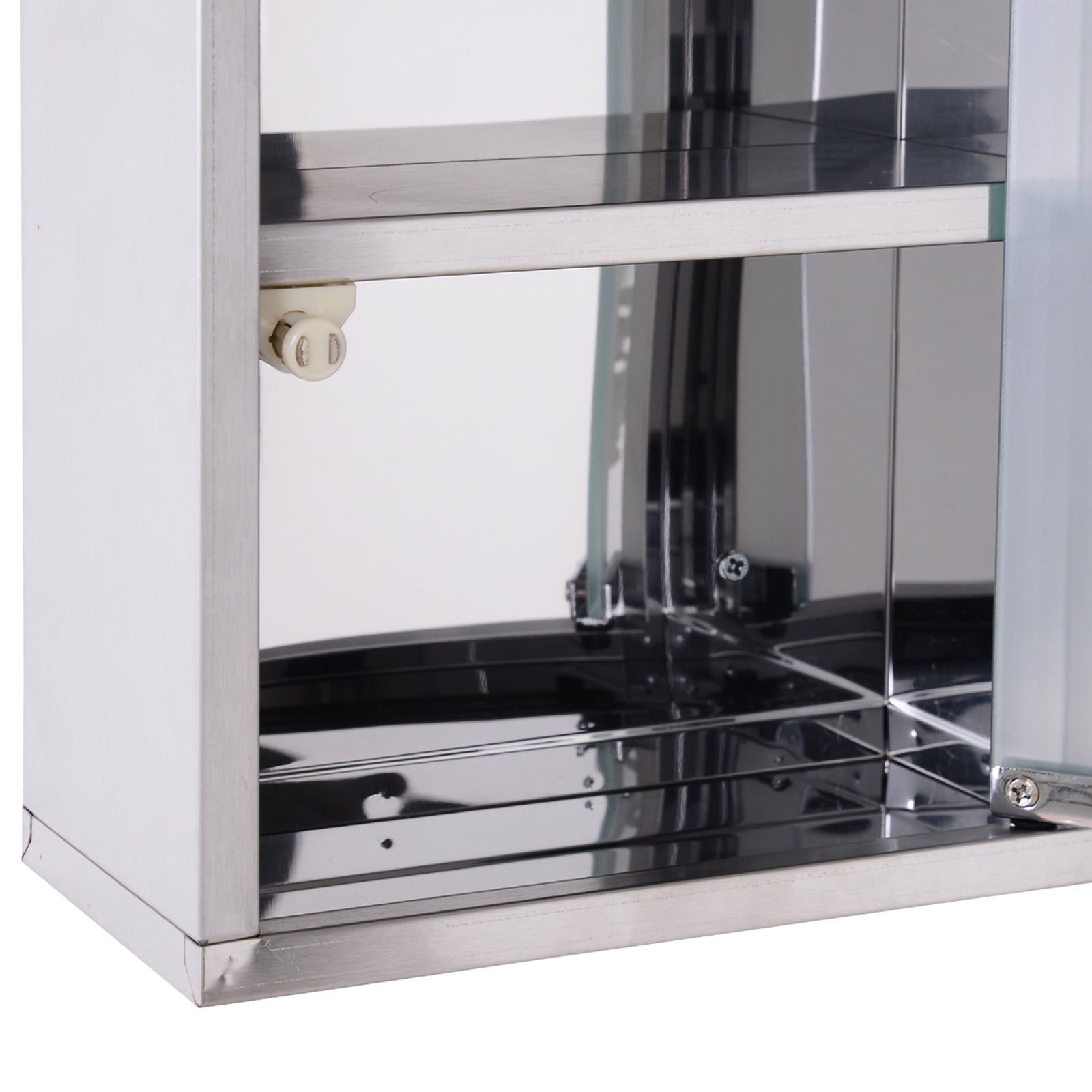 HOMCOM Stainless Steel wall mounted Medicine Cabinet with 2 Shelves + Security Glass Door Lockable 48 cm(H) 