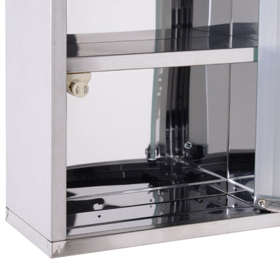 HOMCOM Stainless Steel wall mounted Medicine Cabinet with 2 Shelves + Security Glass Door Lockable 48 cm(H) 