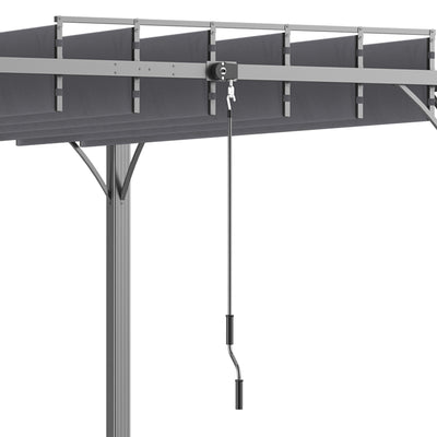 Outsunny 3 x 3(m) Outdoor Pergola with Retractable Roof, Aluminium Louvered Patio Gazebo Canopy for Lawn Garden Patio, Grey 