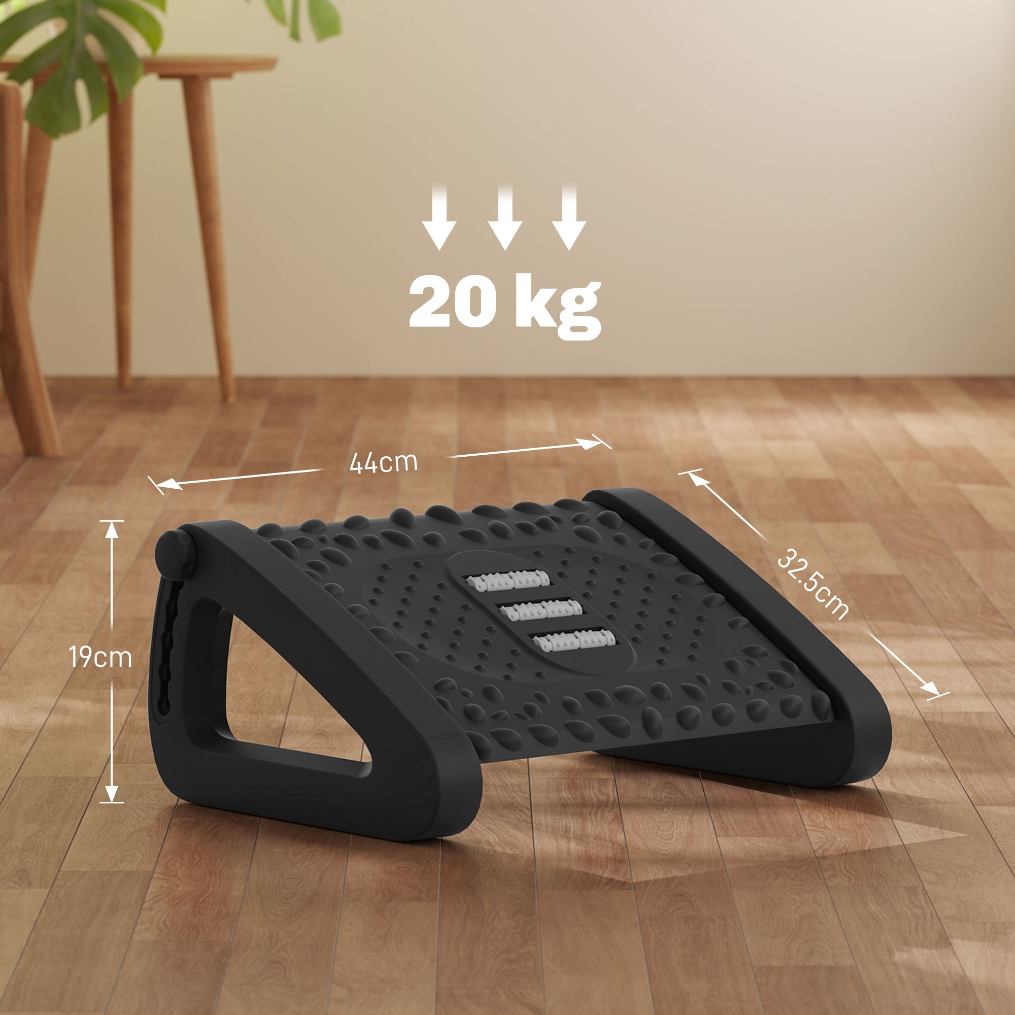HOMCOM 10\'c2\'b0-45\'c2\'b0 Six-Angle Massage Footrest - Black