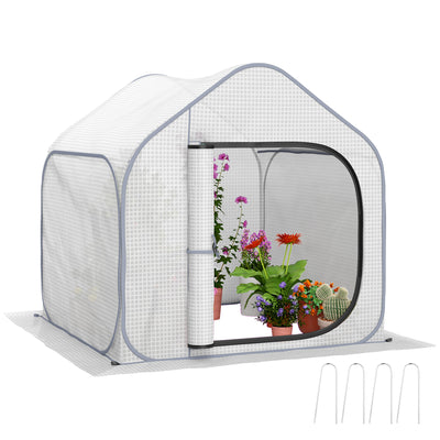 Outsunny 150 x 148cm Pop-Up Greenhouse - White 