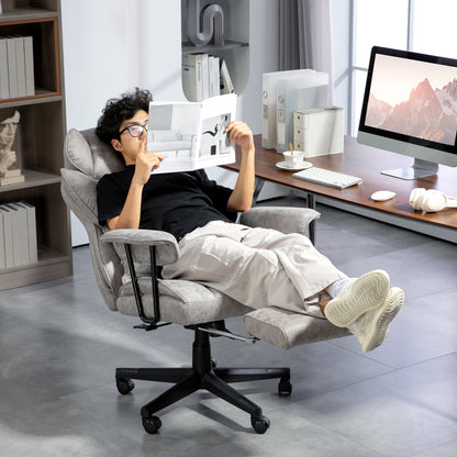 HOMCOM Executive Office Chair, Ergonomic Desk Chair with Foot Rest, Lumbar Support, Reclining Function and Wide Seat, Grey