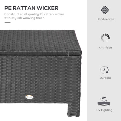Outsunny Rattan Footstool Wicker Ottoman with Padded Seat Cushion Outdoor Patio Furniture for Garden Poolside Living Room, 50 x 50 x 35 cm, Black 