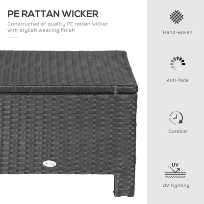 Outsunny Rattan Footstool Wicker Ottoman with Padded Seat Cushion Outdoor Patio Furniture for Garden Poolside Living Room, 50 x 50 x 35 cm, Black 