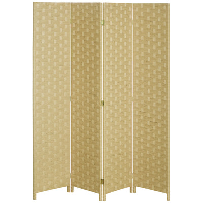 HOMCOM 4-Panel Room Dividers, Wave Fibre Freestanding Folding Privacy Screen Panels, Partition Wall Divider for Indoor Bedroom Office, 170\'c2\'a0cm, Brown 
