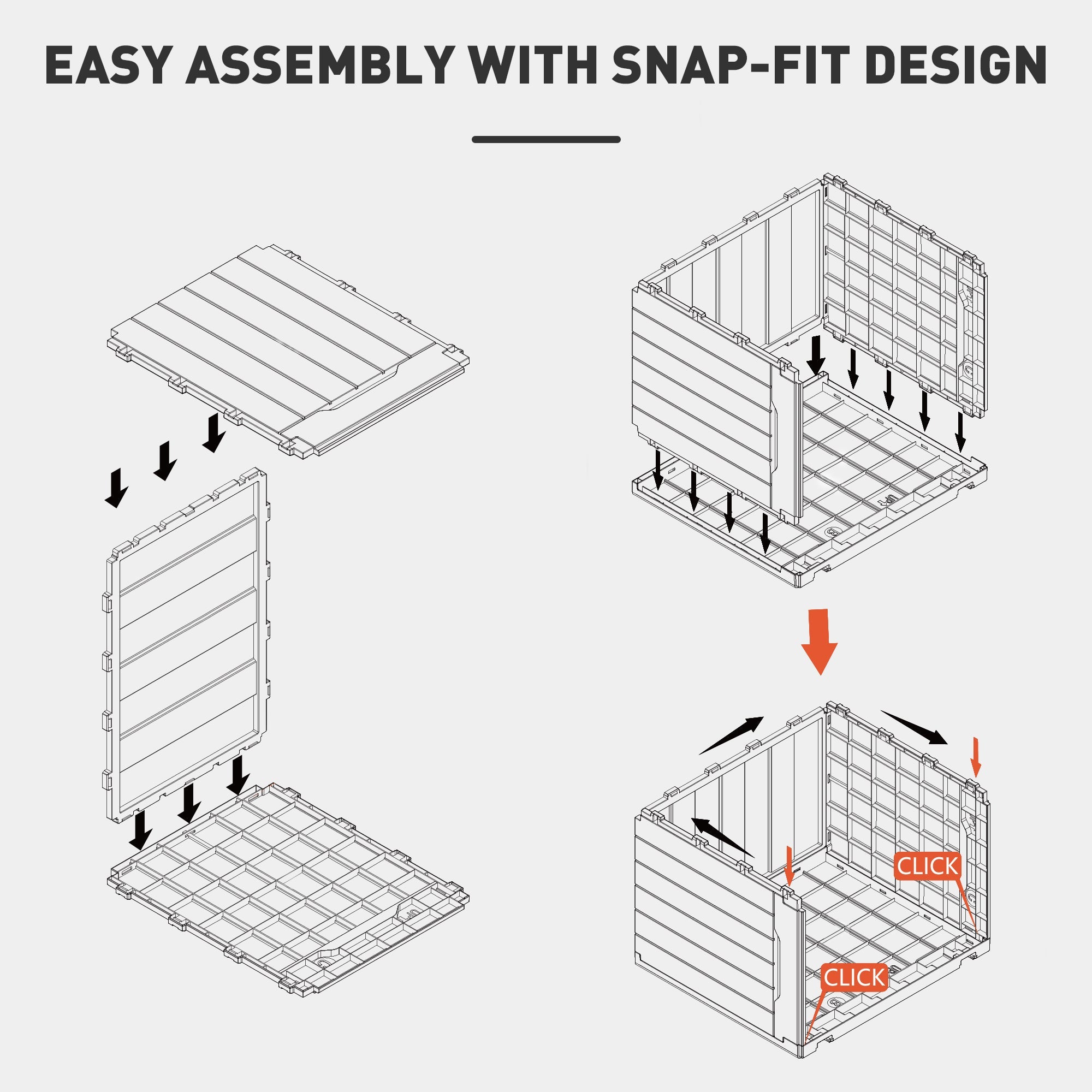 HOMCOM 107 L Plastic Storage Chest with Lid - Charcoal Grey 
