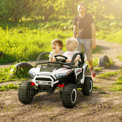 AIYAPLAY 2 Seater 24V 7AH Ride on Truck, Battery Powered Electric Ride On Car w/ Remote, Suspension, 3 Speeds - White 
