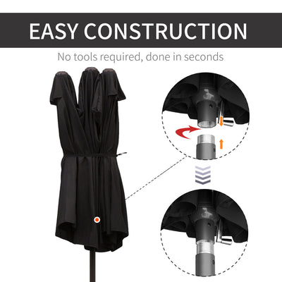 Outsunny 4.6m Canopy Parasol - Black 