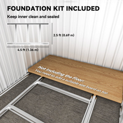 Outsunny Garden Metal Tool Storage Shed with Sliding Door, Sloped Roof and Foundation Kit, 152 x 132 x 188cm, Grey 